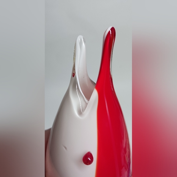 8.5" Murano 1960s retro red and white handblown swordfish vase - Picture 8 of 8